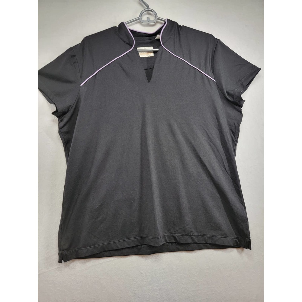 EP Pro Tour Tech Woman's Size M Golf Shirt Black/Pink V Neck Stretch